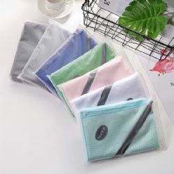 Microfiber waffle sports towels with zipper pocket